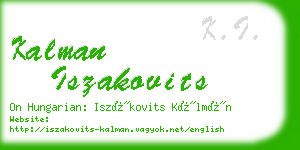 kalman iszakovits business card